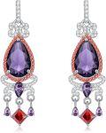 wholesale 925 Sterling Silver Purple & Red Gemstone Drop Earrings-0-0