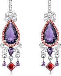 wholesale 925 Sterling Silver Purple & Red Gemstone Drop Earrings-Chandelier-Purple