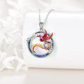 wholesale 925 Sterling Silver Rainbow Dragon Pendant with Cubic Zirconia and Abalone Shell Inlay Necklace-0-4