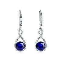 wholesale 925 Sterling Silver Birthstone Threader Earrings Infinity Long Chain Drop Pull Through 12 Stone Birthday Jewelry Gifts for Women-9-Sep-Sapphire