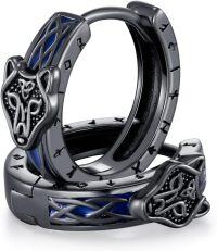 wholesale 925 Sterling Silver Viking Runes Huggie Hoops for Men - Nordic Pagan -Wolf