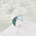 wholesale 925 Sterling Silver Moonstone Adjustable Open Ring Faith Chakra Cross Leaf Jewelry Gift-0-3