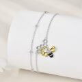 wholesale 925 Sterling Silver Honeycomb Bee Charm Layered Ankle Anklet for Women Girls-0-2