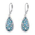 wholesale 925 Sterling Silver Turquoise Filigree Teardrop Leverback Earrings-0-0