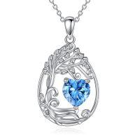 wholesale 925 Sterling Silver Heart Pendant Necklace Wholesale Gold Plated-12-Dec-Blue Topaz