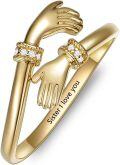 wholesale Yellow 9K Gold Hug Ring for Her Adjustable Hand Jewelry Christmas Birthday Anniversary Valentine s Gifts for Women Girlfriend Wife Fianc e-0-0
