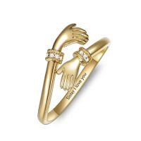 wholesale Yellow 9K Gold Hug Ring for Her Adjustable Hand Jewelry Christmas Birthday Anniversary Valentine s Gifts for Women Girlfriend Wife Fianc e-Sister i love you