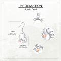 wholesale 925 Sterling Silver Heart-Shaped Paw Print and Rose Gold Love Charm Dangle Earrings for Cat Lovers-0-3
