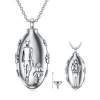 TOUPOP Stainless Steel Cubic Zirconia Two Side Dad Cremation Urn Necklace-undefined