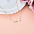 wholesale 14K Gold Sideways Cross Necklace for Women, Dainty Yellow Gold Engraved Faith Sideways Cross Choker Pendant Adjustable Jewelry for Her, 14-17-0-1