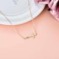 wholesale 14k Gold Faith Engraved Sideways Cross Pendant Necklace For Women-0-1