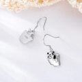 wholesale 925 Sterling Silver 3D Panda in Cup Drop Earrings w/Flower Charms - Holiday s for Women-0-1
