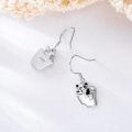 wholesale 925 Sterling Silver 3D Panda in Cup Drop Earrings w/Flower Charms - Holiday s for Women-0-1