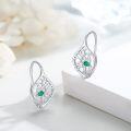 wholesale 925 Sterling Silver Leaf & Bird Design Drop Earrings with Green Stone for Women Gift Ideas-0-1