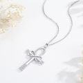 wholesale 925 Sterling Silver Infinity Ankh Cross Pendant Necklace with Cubic Zirconia Stones for Men & Women - Egyptian Style -0-2