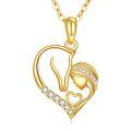 wholesale 14K Gold Heart Shape Diamond Pendant Necklace for Women - Mothers Day Gift-0-0