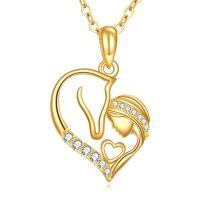 wholesale 14K Gold Heart Shape Diamond Pendant Necklace for Women - Mothers Day Gift-Heart Horse