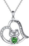 wholesale 925 Sterling Silver Frog Green Crystal Heart Pendant Necklace for Women-0-0