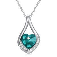 TOUPOP Sterling Silver Turquoise Infinity Pendant Necklace-undefined