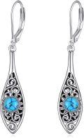 wholesale 925 Sterling Silver Turquoise Filigree Drop Earrings with Leverbacks-0-0
