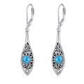 wholesale 925 Sterling Silver Turquoise Filigree Drop Earrings with Leverbacks-0-0