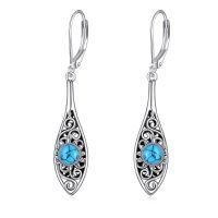 wholesale 925 Sterling Silver Turquoise Filigree Drop Earrings with Leverbacks-Turquoise Sunflower Leverback Earrings