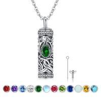 wholesale 925 Sterling Silver Urn Necklace Cremation Ashes Pendant Memorial Jewelry for Women Men Girls Boys-Tree of life-E-May-Emerald