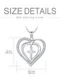 wholesale 925 Sterling Silver Heart with Cross Pendant Necklace for Women and Men - Religious-0-3