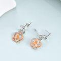 wholesale 925 Sterling Silver Floral Drop Earrings with Cubic Zirconia Accents - Elegant Gifts for Her-0-3