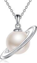 wholesale Metal Pearl Saturn Necklace Cosmic Planet Pendant Gift for Women-0-2