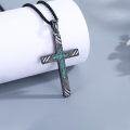 wholesale 925 Sterling Silver Turquoise Inlay Black Cross Pendant Necklace for Men & Women-0-1