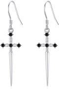 wholesale 925 Sterling Silver Cross Spike Dangle Earrings Gothic s for Women-0-0