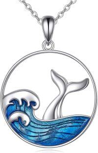 wholesale 925 Sterling Silver Whale Wave Ocean Pendant Necklace for Mom Sea Life s-Whale Tail