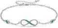 wholesale 925 Sterling Silver Green Crystal Infinity Adjustable Ankle Anklet for Women-0-0