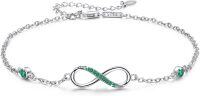 wholesale 925 Sterling Silver Green Crystal Infinity Adjustable Ankle Anklet for Women-Green