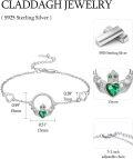 wholesale 925 Sterling Silver Zircon Claddagh Bracelet for Women Irish Jewelry Gift-0-3