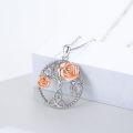 wholesale 925 Sterling Silver Rose Flower Tree Of Life Pendant Necklace-0-2