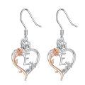 TOUPOP Sterling Silver Rose Heart Butterfly Initial E Letter Drop Dangle Earrings-0-0