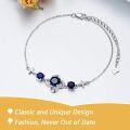 wholesale 925 Sterling Silver Blue Stone Flower Design Adjustable Anklet Gift for Women and Girls-0-3