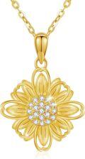 wholesale Gold 925 Sterling Silver 18K Gold Plated Cubic Zirconia Sunflower Pendant Necklace for Women-0-0