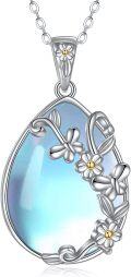 wholesale Sterling Silver Moonstone Filigree Teardrop Pendant Necklace for Women-0-23