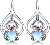 wholesale 925 Sterling Silver Pink Angel Wing Rabbit Hoop Earrings for Women Gifts-Dog