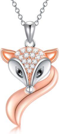 wholesale 925 Sterling Silver Metal Rose Gold Foxy Heart Pendant Necklace s for Her-rose gold fox