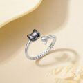 wholesale 925 Sterling Silver Sunflower Cat Semicolon Adjustable Open Ring-0-2