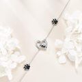wholesale 925 Sterling Silver Cat Paw Heart Charm Bracelet Wholesale With Black Enamel And Crystal Accents-0-3