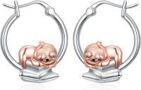 wholesale 925 Sterling Silver Rose Gold Sleeping Sloth Huggie Hoop Earrings for Women-Sloth