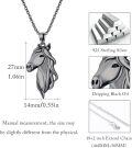 wholesale 925 Sterling Silver Black Plated Horse Head with Clear CZ Stone Pendant Necklace for Women and Girls-0-4