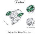 wholesale Sterling Silver Leaf Ring with Birthstone Adjustable Wrap Promise Engagement Wedding Rings for Women-0-53