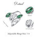 wholesale 925 Sterling Silver Leaf Ring with Birthstone Adjustable Wrap Promise Engagement Wedding Rings for Women-0-53