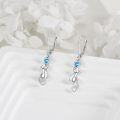 wholesale 925 Sterling Silver Blue Crystal Heart Mouse Drop Earrings-0-3
